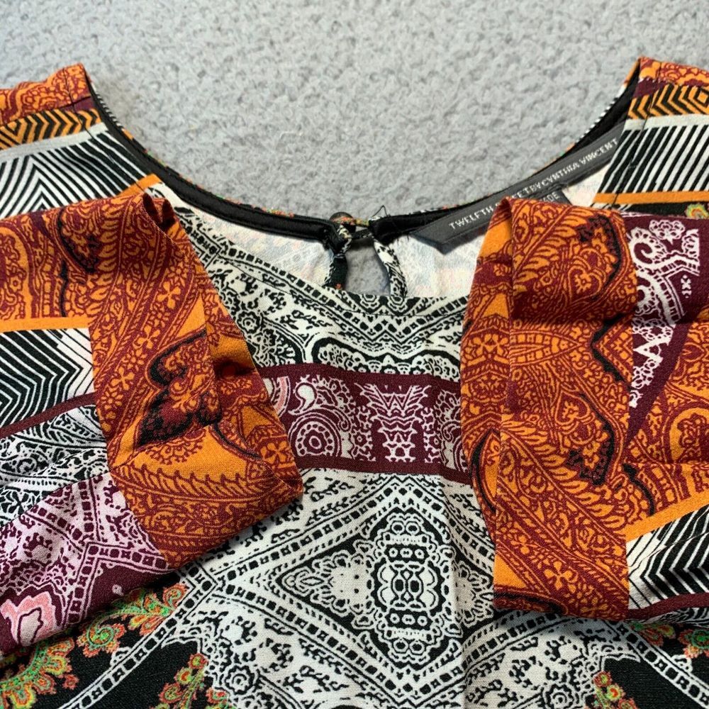 TWELFTH STREET by Cynthia Vincent Blouse Womens Petite Top Paisley - Picture 6 of 8